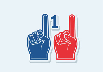 Obraz premium Clean modern flat vector illustration of foam finger fan hands