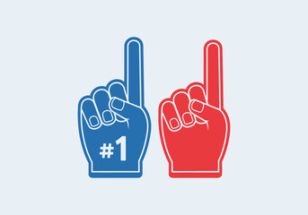 Obraz premium Clean modern flat vector illustration of foam finger fan hands