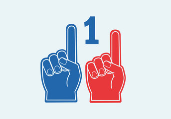 Obraz premium Clean modern flat vector illustration of foam finger fan hands