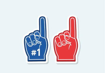 Obraz premium Clean modern flat vector illustration of foam finger fan hands