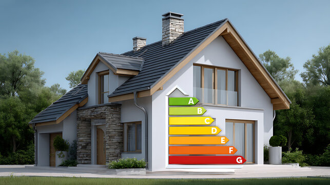 Maison avec un DPE et un jardin, construite dans un style moderne
