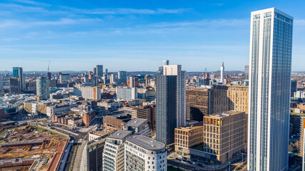 Fototapeta premium A view of Birmingham skyline taken from the Eastside area of the city centre with the construction site of the new high speed railway being built