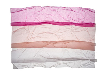 Obraz premium Stack of pink, peach, and white fabric layers isolated on transparent background