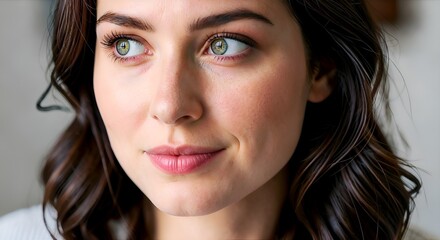 Woman gazing sideways with soft natural light on her face.