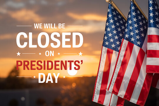 Presidents day american flag background with closed notice high quality professional detailed modern elegant stylish clean crisp vibrant colorful digital creative
