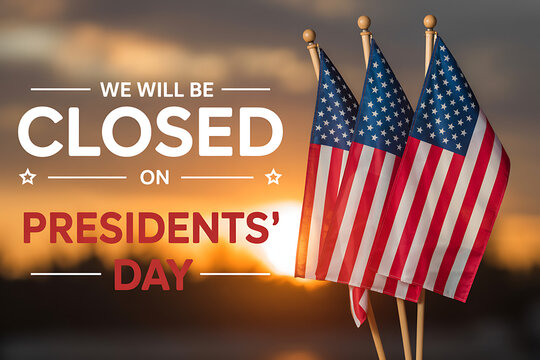 Presidents day american flag background with closed notice high quality professional detailed modern elegant stylish clean crisp vibrant colorful digital creative