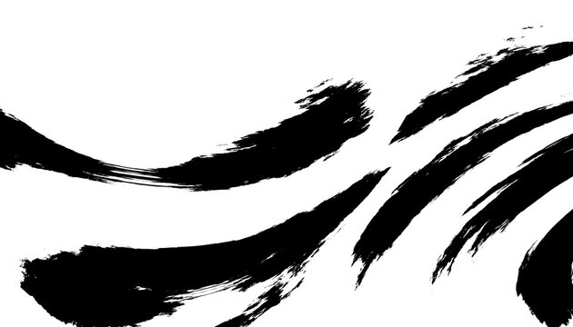 Digital imitation of Hand drawn vintage grunge overlay illustration of abstract brush silhouette with black ink brush strokes and paint