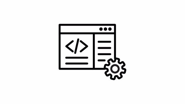 Simple Line Animation. Running Code on Alpha Channel. Programming and Software Development Animation for Web, App, and Technology Video. 4K Animation