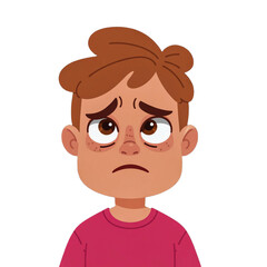 Obraz premium Young boy with curly hair looking sad and upset isolated on transparent background