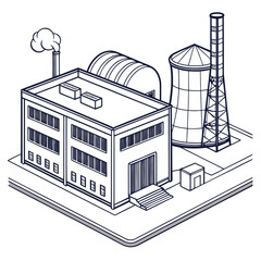 Fototapeta premium Isometric view of a nuclear power plant with cooling tower and reactor building