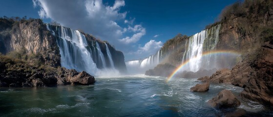 Fototapeta premium iguazu falls cascading powerfully into river