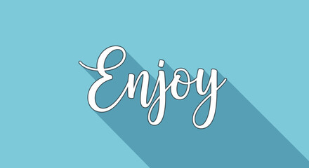 Enjoy Text Typography with Long Shadow on Blue Background