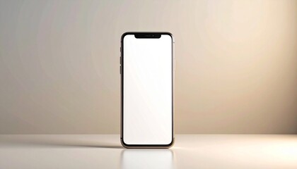 Modern smartphone with blank screen on clean desk