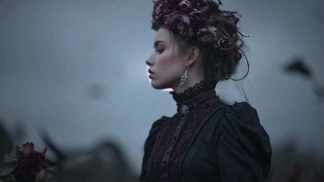 Gothic Girl mit einer Dornenkrone