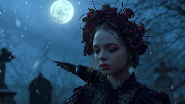 Gothic Girl mit einer Dornenkrone