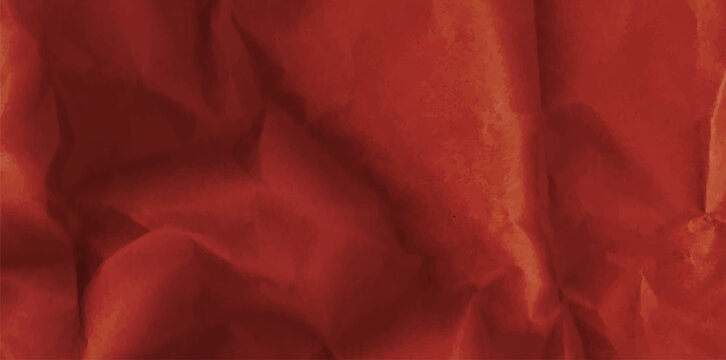 Christmas deep red paper background with crumpled texture. Gift sheet features grunge folded wrinkled effect, vintage craft cardboard wrapped vector design. Xmas textile bg