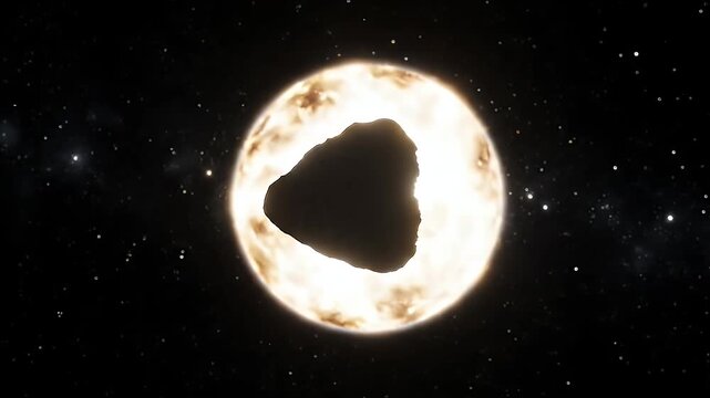 A star with a dark void in the center surrounded by a field of stars.