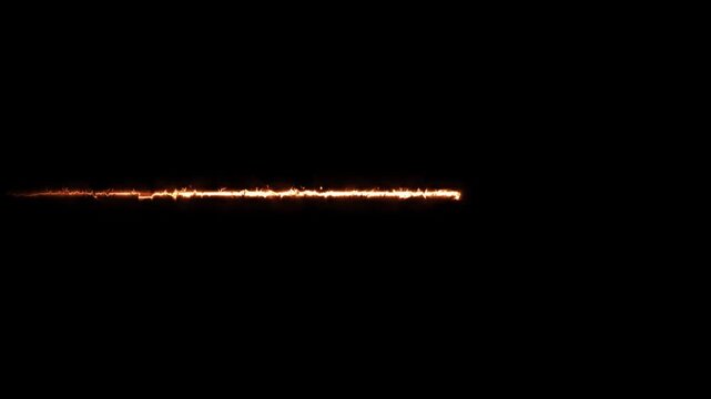 intense burning fire line animation on black background. glowing border line with sparks and smoke, fire line loop for energetic motion graphics.