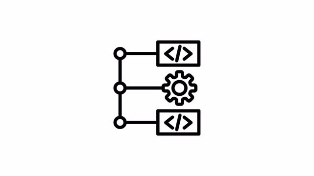 Simple Line Animation. Running Code on Alpha Channel. Programming and Software Development Animation for Web, App, and Technology Video. 4K Animation