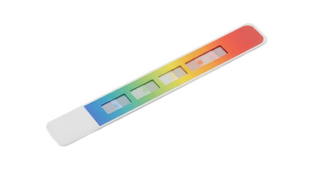 Pregnancy test with rainbow color gradient in studio lighting on white background for medical advertising