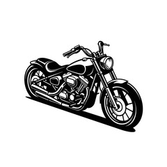Obraz premium Custom Cruiser Motorcycle Perspective View, Black and White Chopper Bike Vector Illustration