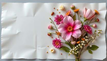 Beautiful Floral Arrangement on Textured Background with Vibrant Pink Flowers and Natural Accents