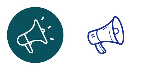 Two different megaphone icons isolated on transparent background