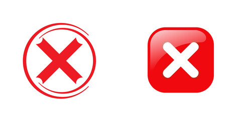 Fototapeta premium Two different red crosses with transparent background isolated on transparent background