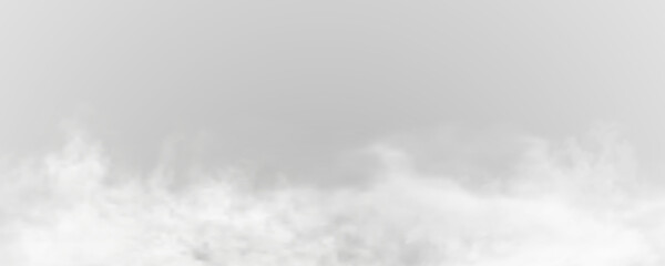 The image depicts various atmospheric phenomena such as fog, smoke, mist, and steam. The realistic 3D vector mockup shows a perspective view of white smog clouds.