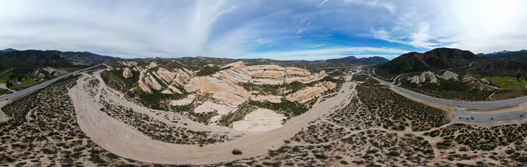 The Cajon Pass Fault Zone in California from A UAV Aerial Drone looking at