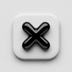 Obraz premium A sleek black and white icon featuring a glossy X on a square background