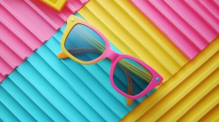Colored sunglasses on a colored background