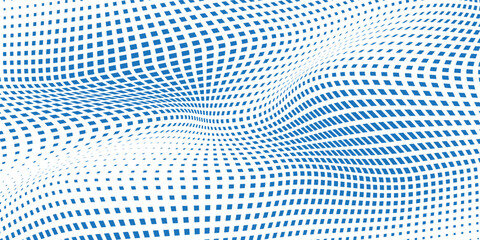 Fototapeta premium Abstract blue dot wave pattern illustration with flowing contours and bright highlights design