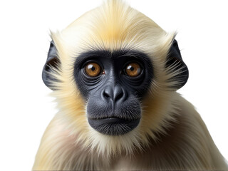Obraz premium A close-up shot of a monkey's face on a white background, great for illustrations and designs