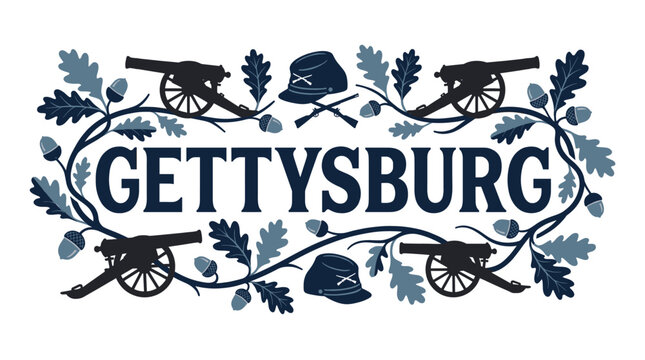 Gettysburg American Civil War commemorative emblem vector illustration