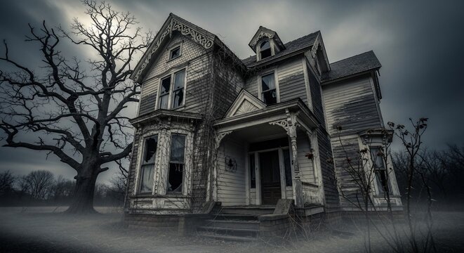 Old weathered house spooky atmosphere