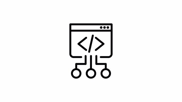 Simple Line Animation. Coding on Alpha Channel. Programming and Software Development Animation for Web, App, and Technology Video. 4K Animation