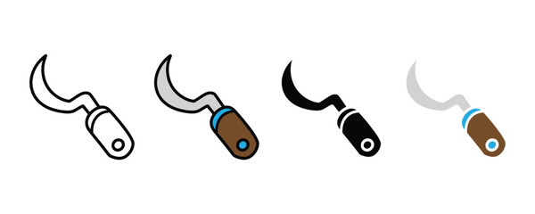 Sickle icon vector. Harvesting tool symbol for agriculture, farming equipment, and gardening set. Vector Illustration.