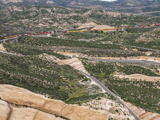 The Cajon Pass Fault Zone in California from A UAV Aerial Drone looking at