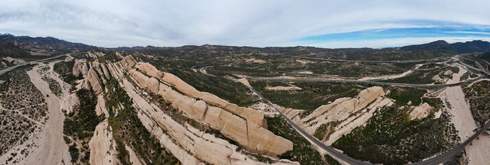 The Cajon Pass Fault Zone in California from A UAV Aerial Drone looking at