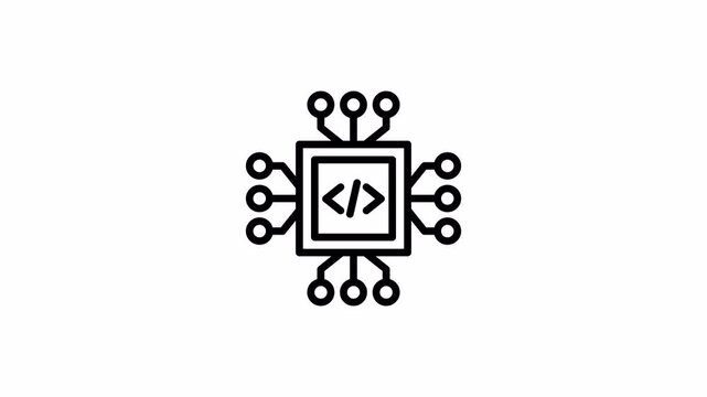 Simple Line Animation. Coding AI on Alpha Channel. Programming and Software Development Animation for Web, App, and Technology Video. 4K Animation