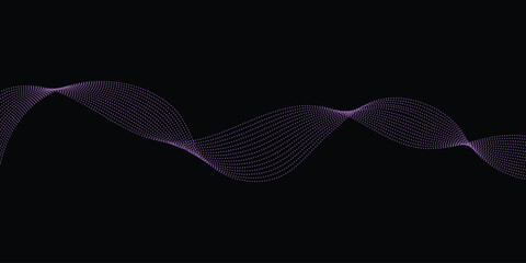 Abstract purple wave background. Digital motion texture with flowing violet lines on a dark background for futuristic graphic design. Vector Illustration.