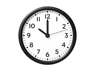 A simple black and white clock mounted on a white wall, providing a clean and minimalist aesthetic