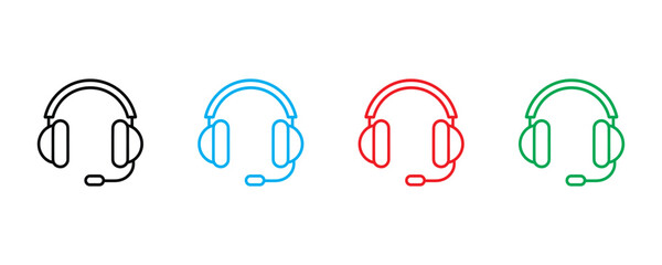 Headset icon vector. Communication symbol for customer support center, gaming headphones with microphone, and telemarketing set. Vector Illustration.