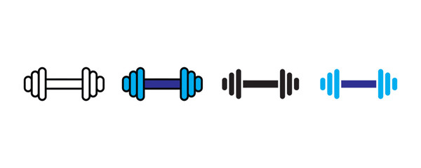 Dumbbell icon vector. Fitness symbol for bodybuilding, gym workout equipment, and strength training set. Vector Illustration.