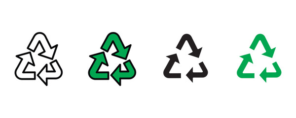 Recycling symbol icon vector. Sustainability symbol for environmental protection, waste management, and green ecology set. Vector Illustration.