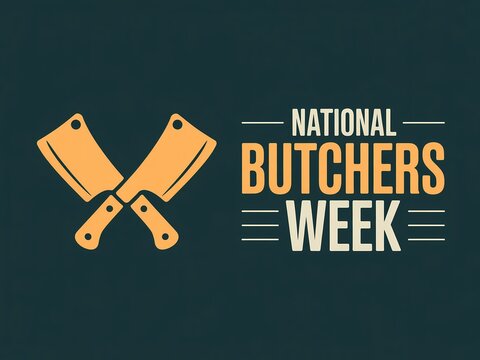 National butchers week banner with crossed cleavers and bold typography
