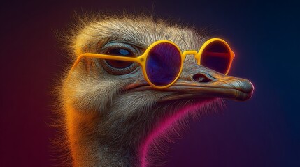 Ostrich Wearing Sunglasses Glasses Fashionable