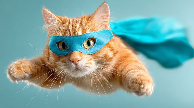 Super cat flying hero feline
