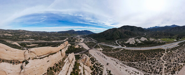 The Cajon Pass Fault Zone in California from A UAV Aerial Drone looking at
